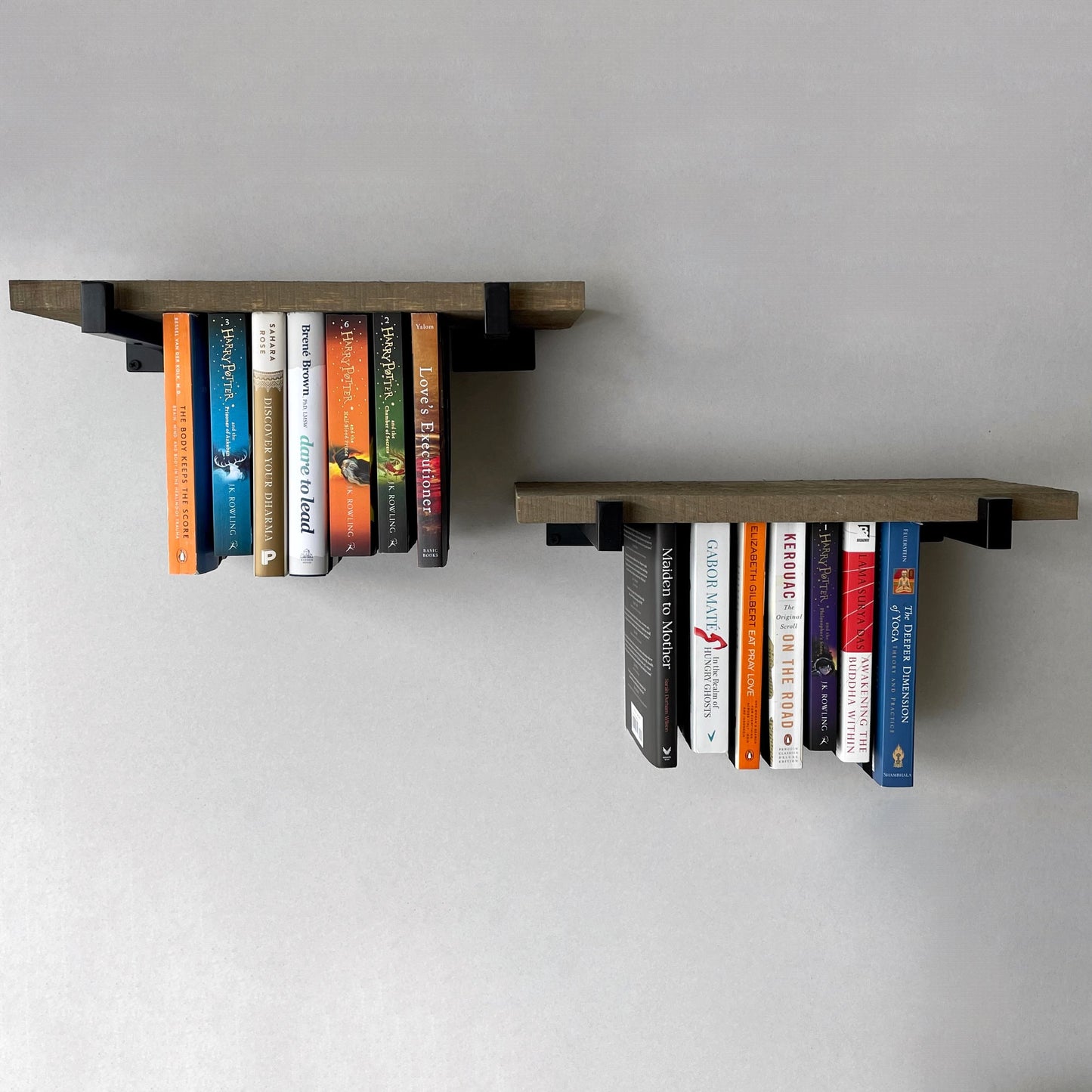 Dual Mini Rustic Hanging Bookshelves